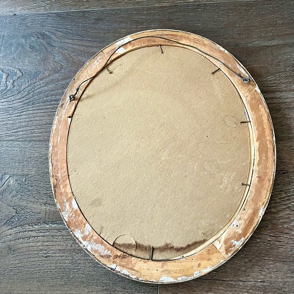 Oval Framed Artwork with Child and Cradle - Picture 7 of 10